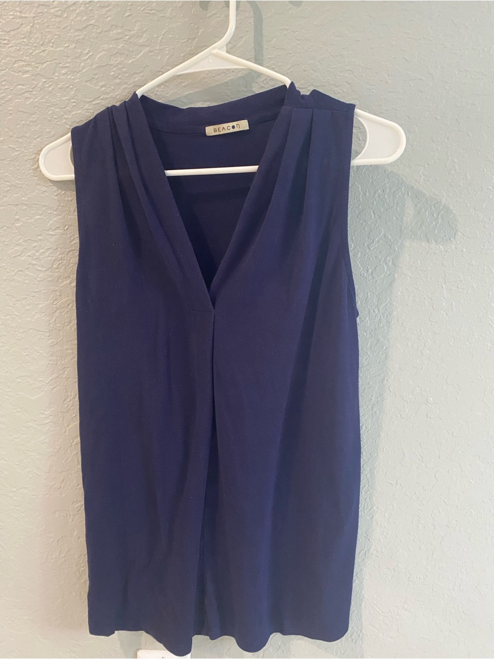 Beacon Navy V-Neck Sleeveless Blouse